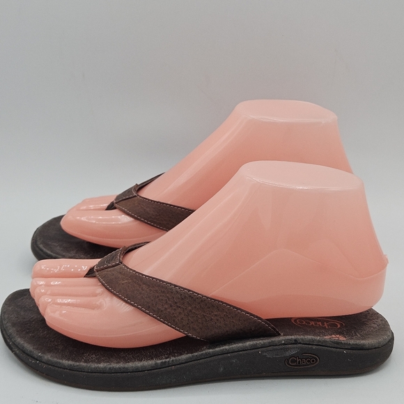 Chaco lowdown brown leather flipflop  size 6 - Picture 2 of 16